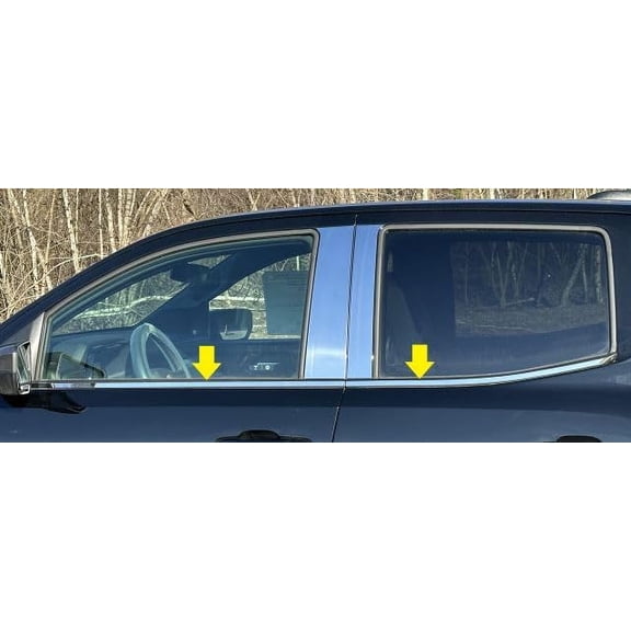 QAA part WS63150 is a 4 piece Stainless Steel Window Sill Face Trim Set, 0.5" Width that is compatible with Chevrolet Colorado 2023-2024