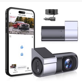 QAEECMA 360 Rotating Dash Cam,Built-in WiFi,1080P FHD Car Dash with Night Vision | Silver, 24H Parking Mode, G-Sensor, Loop Recording, Easy to Install