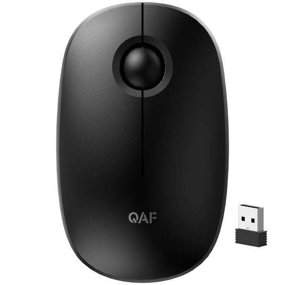 QAF 2.4G Wireless Silent Mouse for Laptop & PC, Portable Ergonomic Office Mouse with USB Receiver, 1600 DPI Optical Computer Mouse for Windows/Mac/Notebook, Black