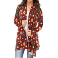 thumbnail image 1 of QAFOPEH Women Christmas Hat Stars Letter Printed Long Sleeve Cardigan, 1 of 2