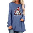 thumbnail image 1 of QAFOPEH Women Christmas Printed Round Neck Raglan Long Sleeve High-Low Hem Top, 1 of 6