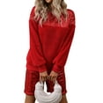 thumbnail image 1 of QAFOPEH Women Christmas Sequin Round Neck Long Sleeve Fleece Two-Piece Set, 1 of 5