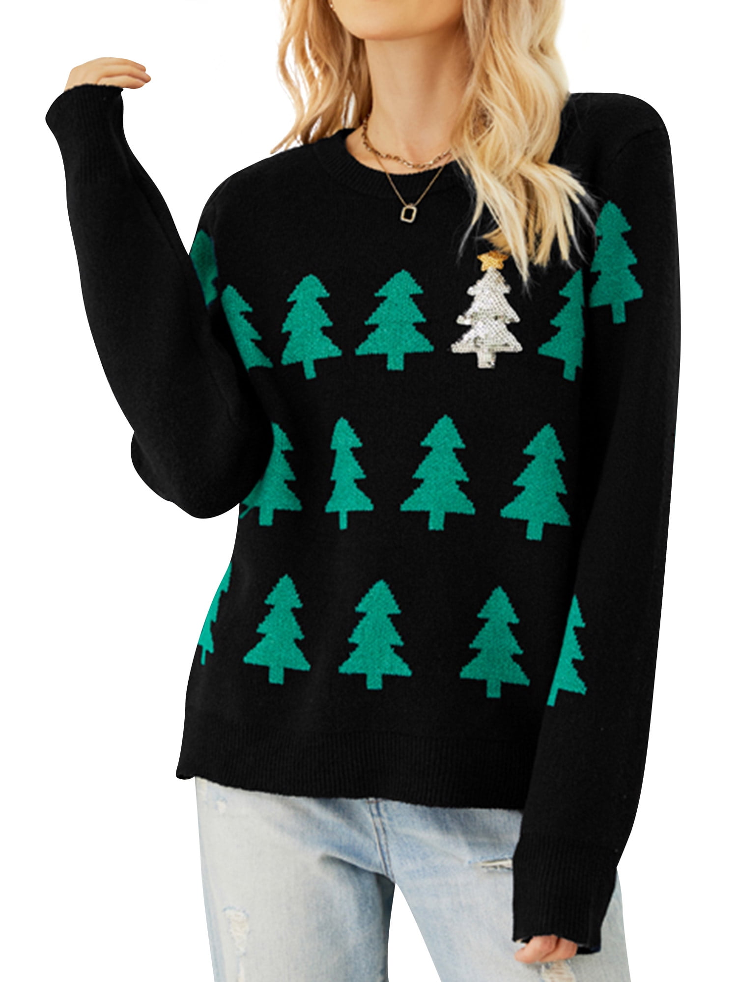 Christmas Tree Sequin Long Sleeve Sweatshirt main image 1