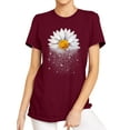 thumbnail image 1 of QAFOPEH Women Daisy Graphic Print Short Sleeve Round Neckline Solid T-Shirt, 1 of 6
