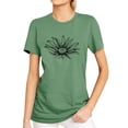thumbnail image 1 of QAFOPEH Women Daisy Print Round Neck Short Sleeve Pullover T-Shirt, 1 of 3