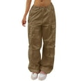 thumbnail image 1 of QAFOPEH Women Drawstring Waist Cargo Pants Loose Straight Jogger Pants With Pocket, 1 of 7
