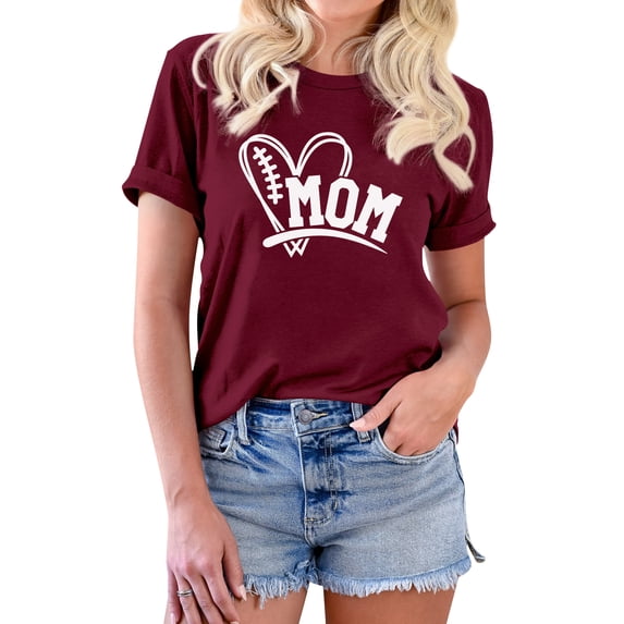 QAFOPEH Women Heart Printed Crew Neck Short Sleeve T-Shirt