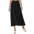 thumbnail image 1 of QAFOPEH Women High Waisted Pleated Solid Color Long Skirts With Pocket, 1 of 5