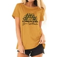 thumbnail image 1 of QAFOPEH Women In A World Full Of Roses Be A Sunflower Print Round Neck Solid Tee, 1 of 6