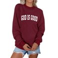 thumbnail image 1 of QAFOPEH Women Letter Printed Crew Neck Long Sleeve Sweatshirt, 1 of 7