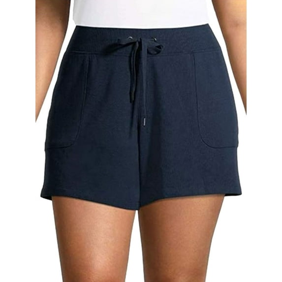 QAFOPEH Women Patch Pockets Wide Leg Drawstring Solid Color Shorts