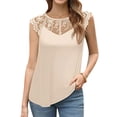 thumbnail image 1 of QAFOPEH Women Round Neck Sleeveless Lace Crochet Solid Color Tank Top, 1 of 4