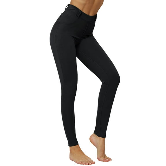 QAFOPEH Women Solid Color Elastic High Waisted Butt Lift Pants Casual Legging