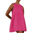 thumbnail image 1 of QAFOPEH Women Solid Color Scalloped Trim Crew Neck Sleeveless Ruffle Mini Dress, 1 of 2