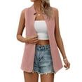 thumbnail image 1 of QAFOPEH Women Solid Color Sleeveless Cardigan Vest Lightweight Long Jacket, 1 of 5