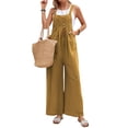thumbnail image 1 of QAFOPEH Women Solid Color Sleeveless Wide Leg Jumpsuits With Pocket, 1 of 5