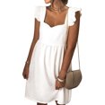 thumbnail image 1 of QAFOPEH Women Solid Color Square Neck Sleeveless Open Back Ruffle Dresses, 1 of 3