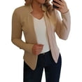 thumbnail image 1 of QAFOPEH Women Stand Collar Drop Shoulder Long Sleeve Solid Color Crop Blazer, 1 of 2