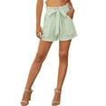 thumbnail image 1 of QAFOPEH Women Stripe Print Lace Up Ruffled High Waist Pockets Shorts, 1 of 7