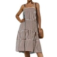 thumbnail image 1 of QAFOPEH Women Stripe Print Sleeveless Open Back Ruffled Tiered Sling Mini Dress, 1 of 7