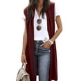 thumbnail image 1 of QAFOPEH Womens Sleeveless Open Front Long Cardigans Lightweight Sweater Solid Color Vest, 1 of 3