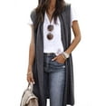 thumbnail image 1 of QAFOPEH Womens Sleeveless Open Front Long Cardigans Lightweight Sweater Solid Color Vest, 1 of 4