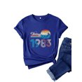 thumbnail image 1 of QAFOPEH Womens Vintage 1983 Graphic Print T-Shirt Short Sleeve Crewneck Tee Top, 1 of 7