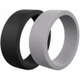 thumbnail image 1 of QALO Men's Silicone Ring - Breathable & Durable Wedding Silicone Bands - Mens Basic Grey and Black Bundle Size 12, 1 of 7