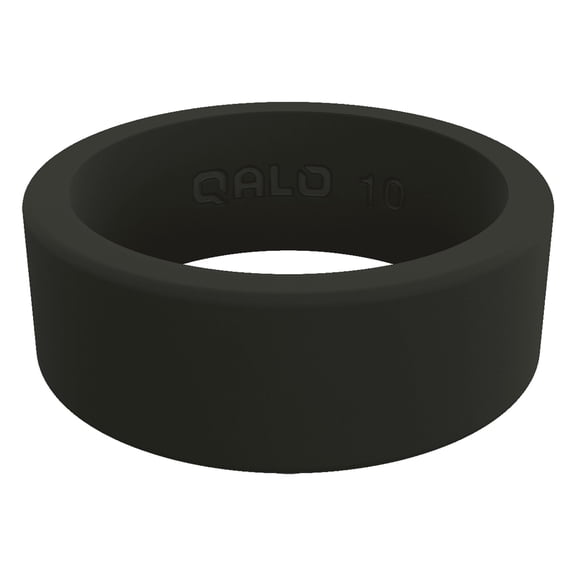 QALO Classic Silicone Rings for Men, Ultra-Tough and Sturdy Ring, Size 10, Black