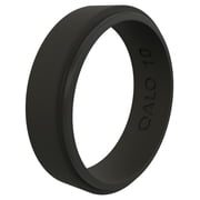 QALO Step Edge Mens Silicone Ring - Breathable & Durable Wedding Silicone Bands - Men Black Narrow Ring Size 09