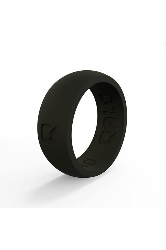 Men's Classic Q2X Rubber Silicone Ring, Rubber Wedding Band, Breathable, Durable Rubber Wedding Ring for Men, 8.5mm Wide 2.5mm Thick, Black, Size 15