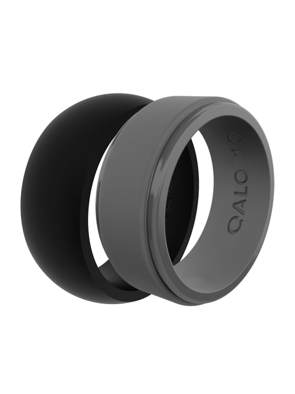 Men's Classic Ultra-Durable Silicone Ring, Black, Size 10, 2 Pack