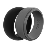 QALO Mens Classic Ultra-Durable Silicone Ring, Black, Size 10, 2 Pack