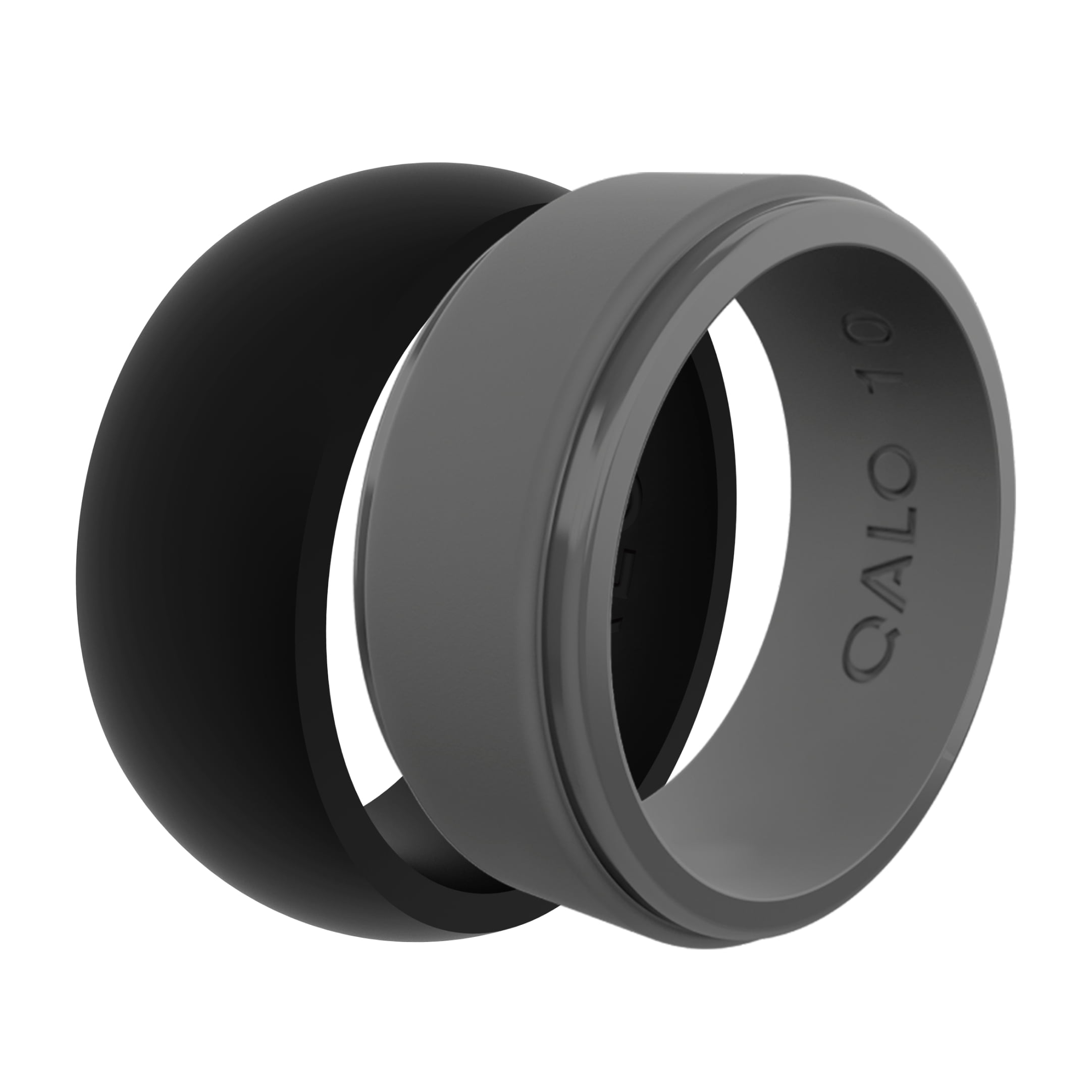 QALO Men's Classic Ultra-Durable Silicone Ring, Black, Size 11, 2 Pack