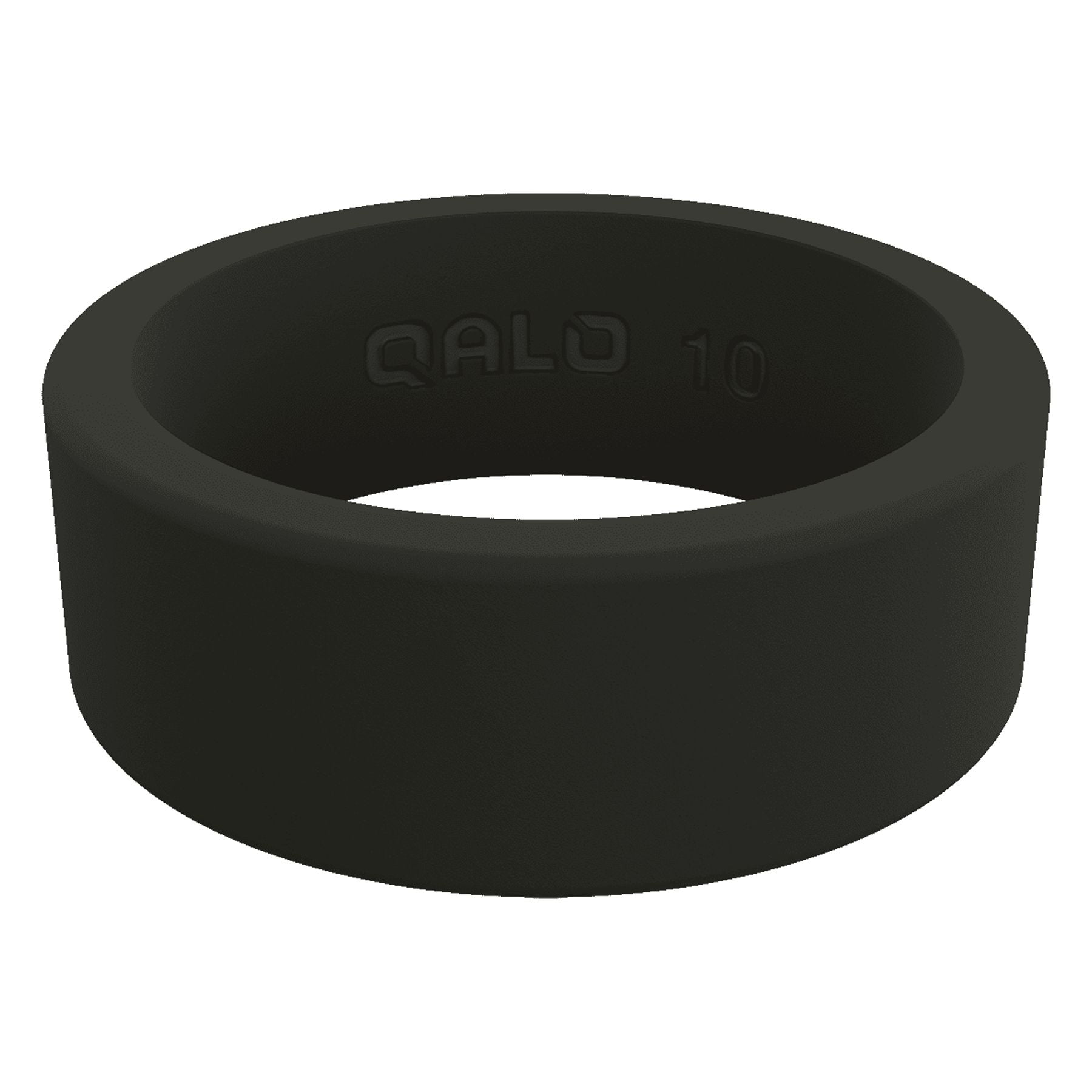 QALO Men's Black Silicone Ring 10