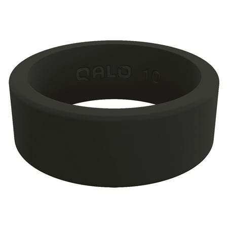 QALO Men's Classic Ultra-Durable Silicone Ring, Black, Size 9