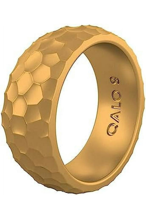 Men's Forged Rubber Silicone Ring, Rubber Wedding Band, Breathable, Durable Rubber Wedding Ring for Men, 8.5mm Wide 2.5mm Thick, Gold, Size 14