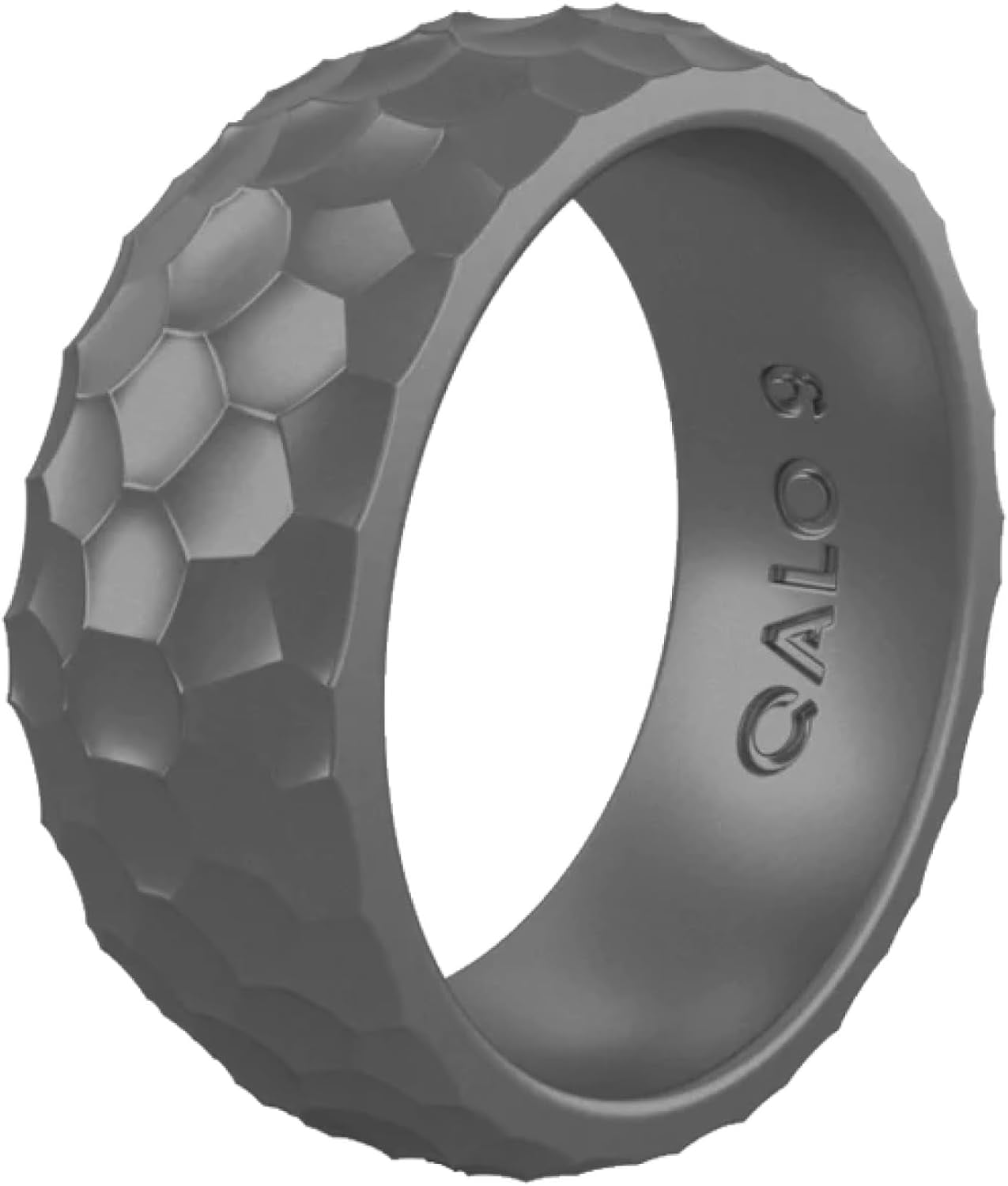 QALO Men's Forged Rubber Silicone Ring, Rubber Wedding Band, Breathable, Durable Rubber Wedding Ring for Men, 8.5mm Wide 2.5mm Thick, Grey Steel, Size 13