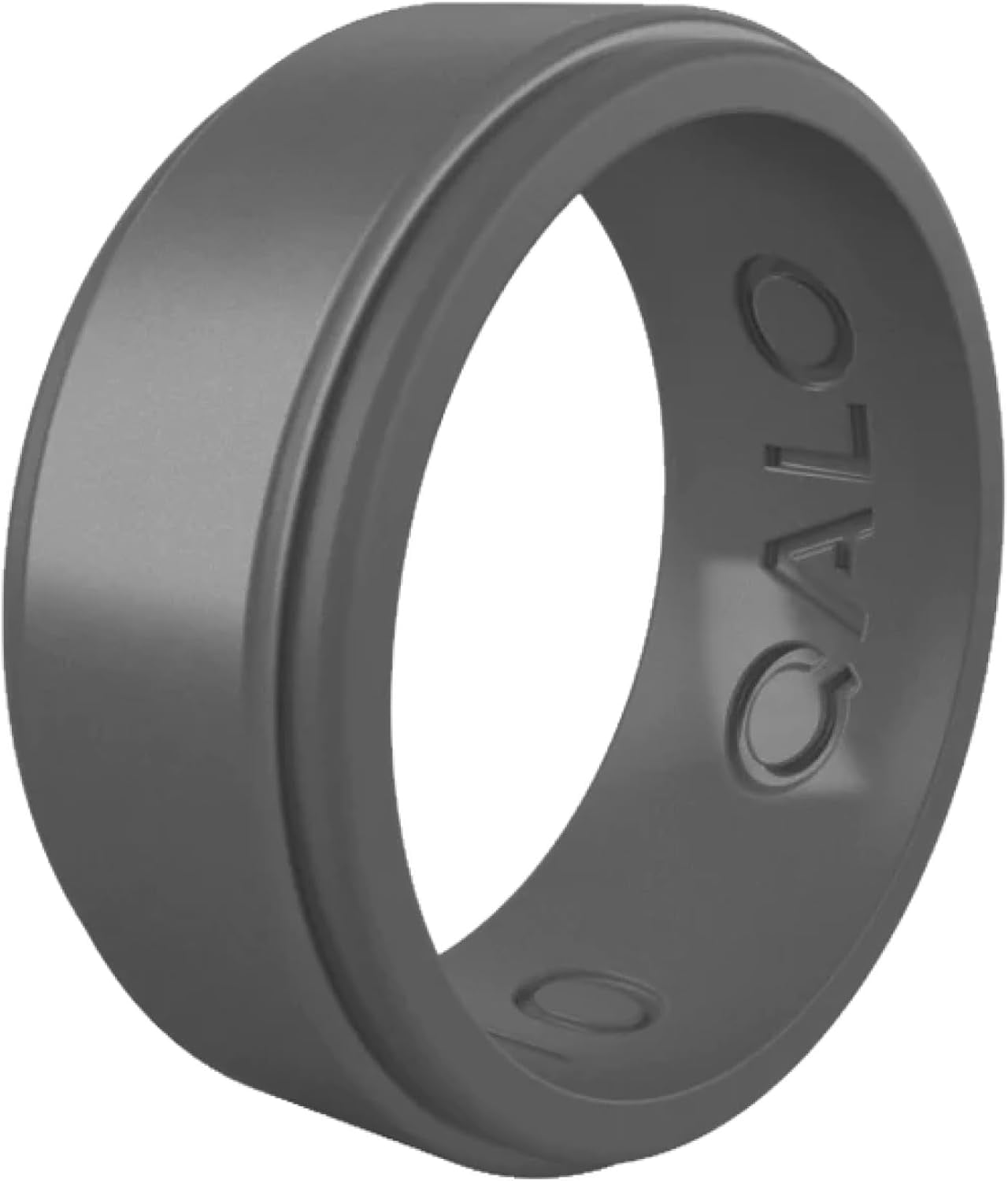 QALO Men's Silicone Wedding Band - Aurora Polished Step Edge Ring - Comfort Fit Rubber Ring 9mm Wide (Glow In Dark) - View #8