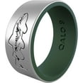 thumbnail image 1 of QALO Men's Rubber Silicone Ring, Wild Catch Strata, Silicone Rubber Wedding Band, Breathable, Durable Rubber Wedding Ring for Men, 9mm Wide 1.85mm Thick, Silver and Pine Green, Size 13, 1 of 5