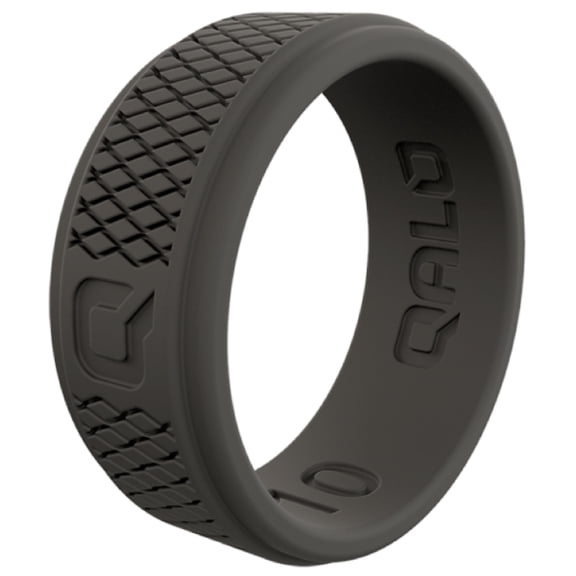 QALO Step Edge Men's Silicone Ring - Breathable & Durable Wedding Silicone Bands - Men Dark Grey Crosshatch Q2X Ring Size 13