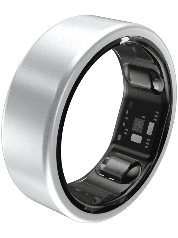 Smart Ring, Fitness Ring Tracker for Sleep, Heart Rate, Movement, and Cycle Tracking, Size 7, Silver