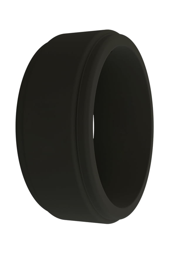 Step Edge Men's Silicone Ring - Breathable & Durable Wedding Silicone Bands - Men Black Q2X Ring Size 12