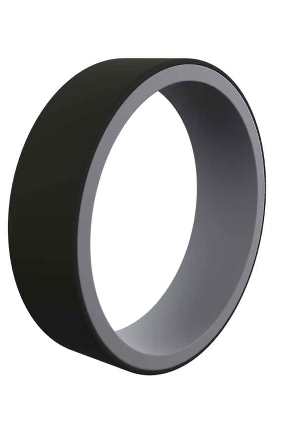 Men's Strata Silicone Ring - Breathable & Durable Wedding Silicone Bands - Mens Grey/Black Size 9