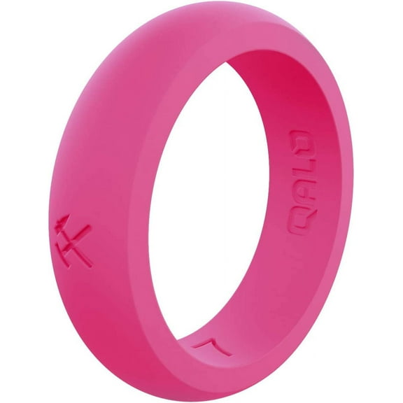 QALO Women's Classic Rubber Silicone Ring, Rubber Wedding Band, Breathable, Durable Engagement Silicone Ring, 5.5mm Wide 2.5mm Thick, Gold, Size 7