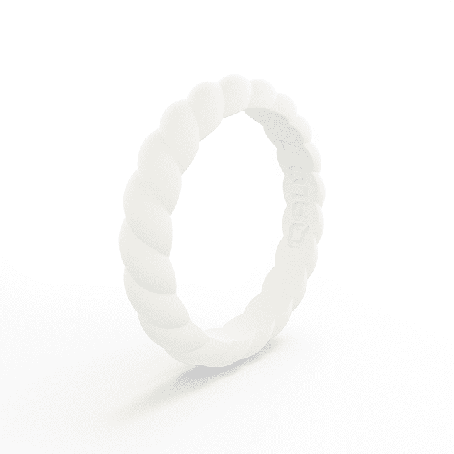 QALO Women's Classic Stackable Twist Durable Silicone Ring, White, Size ...