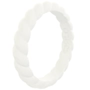 QALO Womens Stackable Rubber Silicone Ring - White Twist Silicone Ring Size 05