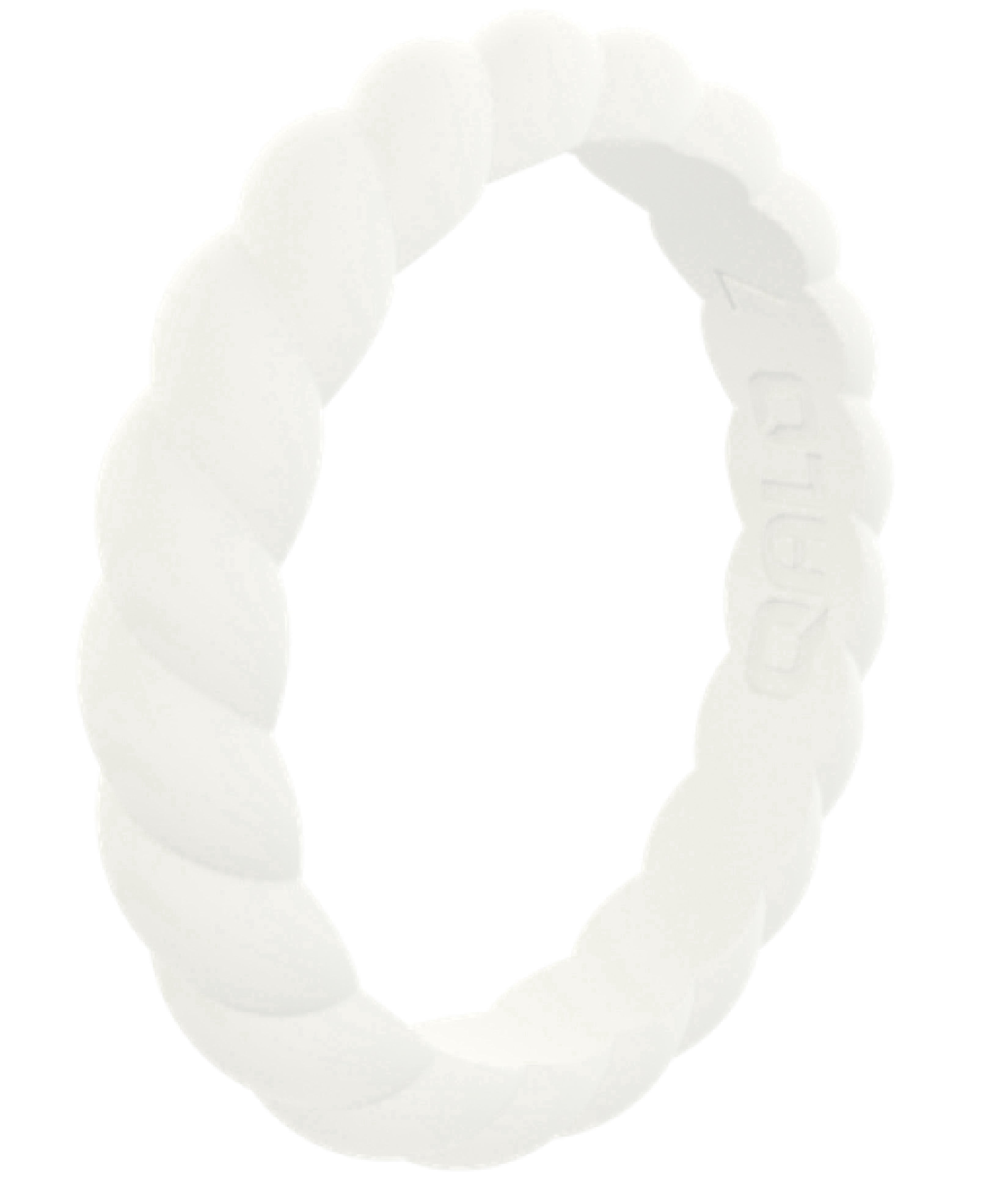QALO Women's Stackable Rubber Silicone Ring - White Twist Silicone Ring Size 07