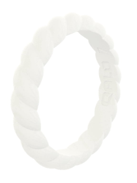 Women's Stackable Rubber Silicone Ring - White Twist Silicone Ring Size 07