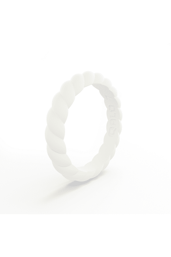 Women's Classic Stackable Twist Durable Silicone Ring, White, Size 8